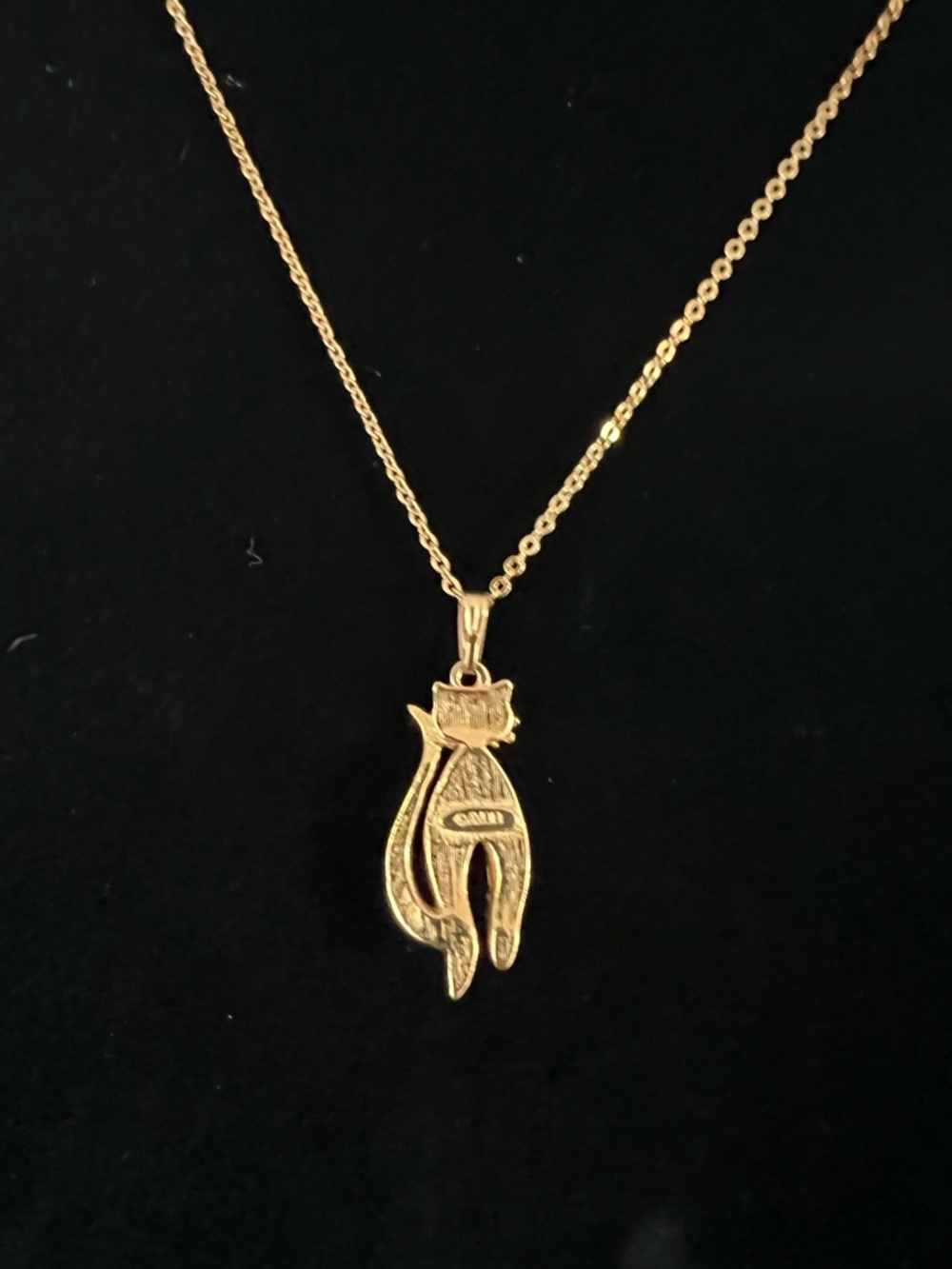 Avon Gold Cat Pendant Necklace with Clear Crystals - Picture 2 of 5